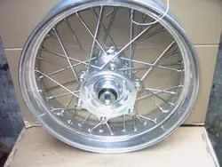 Wheel being respoked in the workshop